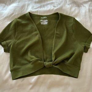 Wild Fable Olive Green Knotted Crop Top
